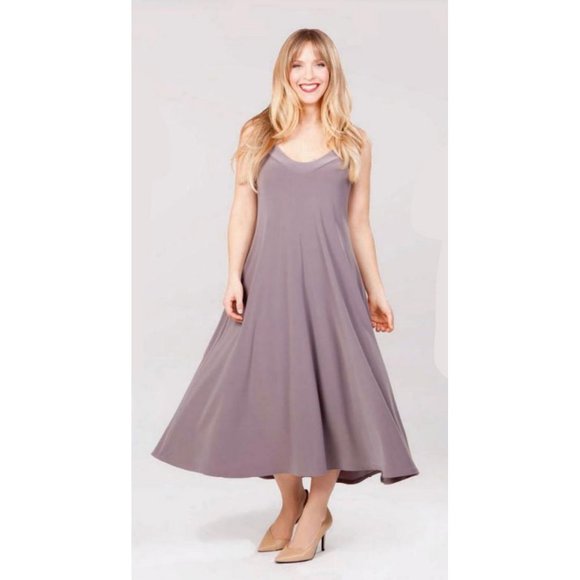 SYMPLI Social Sundress midi length Slate gray excellent condition! - Picture 4 of 4